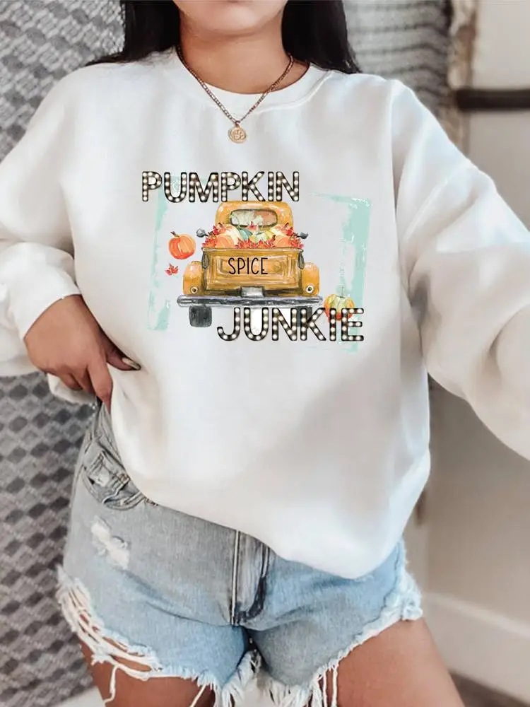 

Fashion Pullovers Pumpkin Truck 90s Style O-neck Women Fall Thanksgiving Autumn Clothing Halloween Female Graphic Sweatshirts