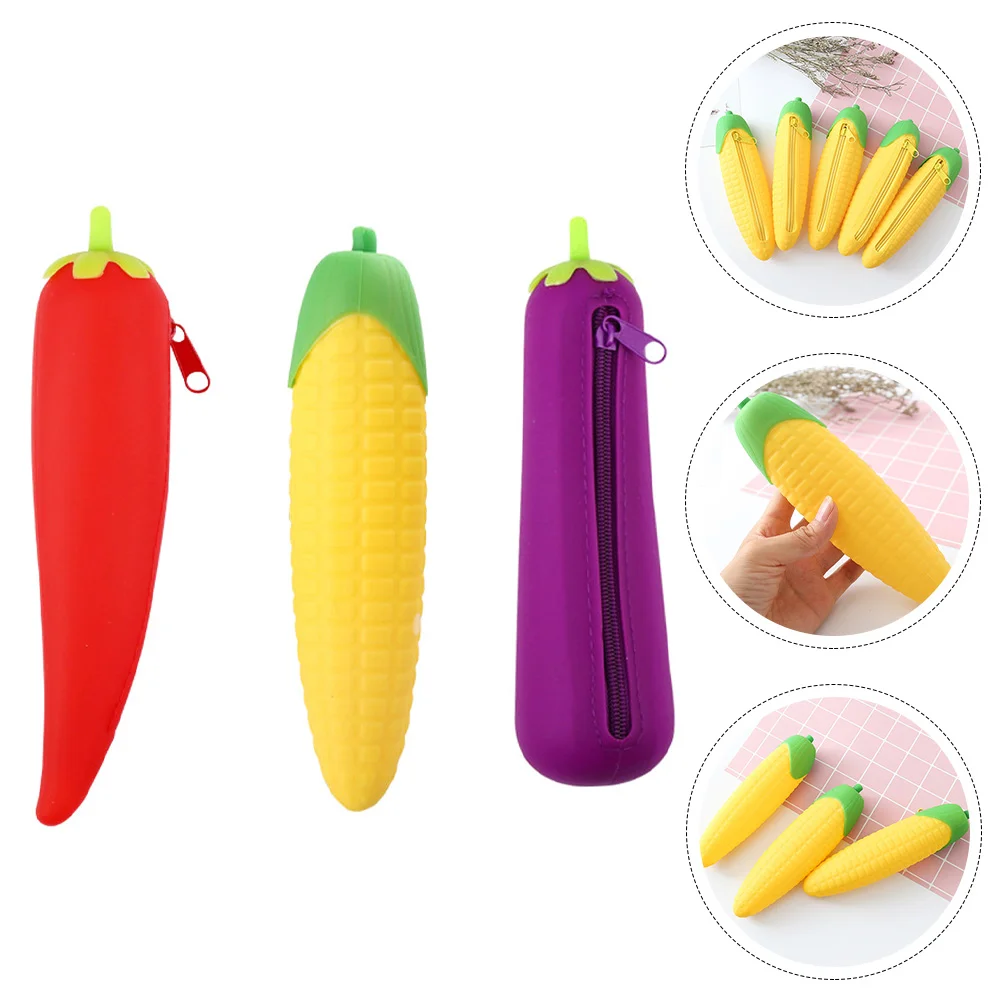 

Bag Case Holder Pen Stationery Zipper Storage Silicone Purse Office Makeup Lovely Portable Pouch Haves Students Supplies Must