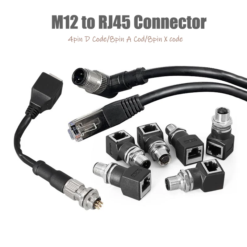 Штекерный разъем M12 к RJ45 4-контактный D-код 8-контактный переходник типа X с 1 м