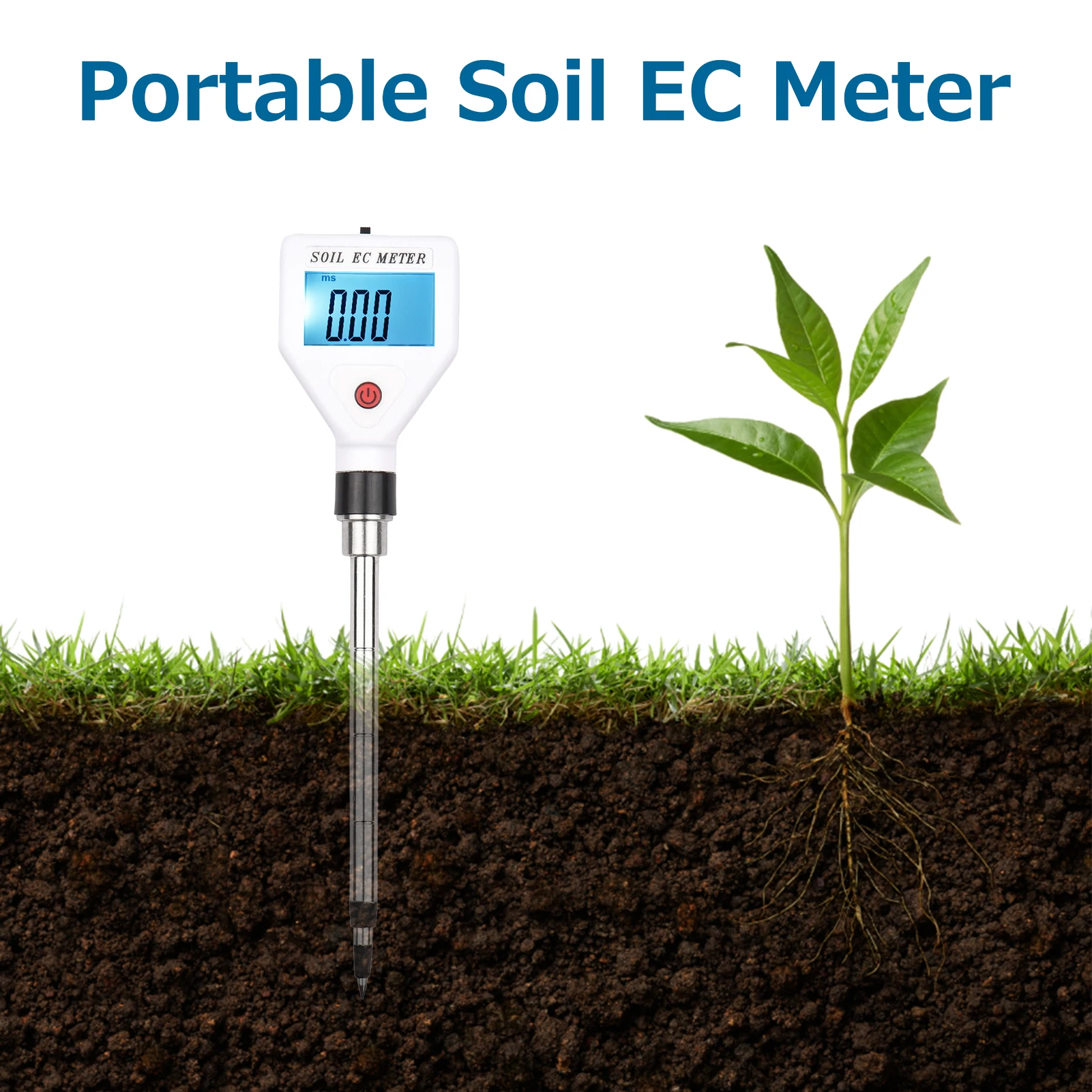 

Professional Soil EC Meter 0-1999us/cm High Precision Metal Probe Soil Salinity Tester Detector for Flowers Farmland Garden