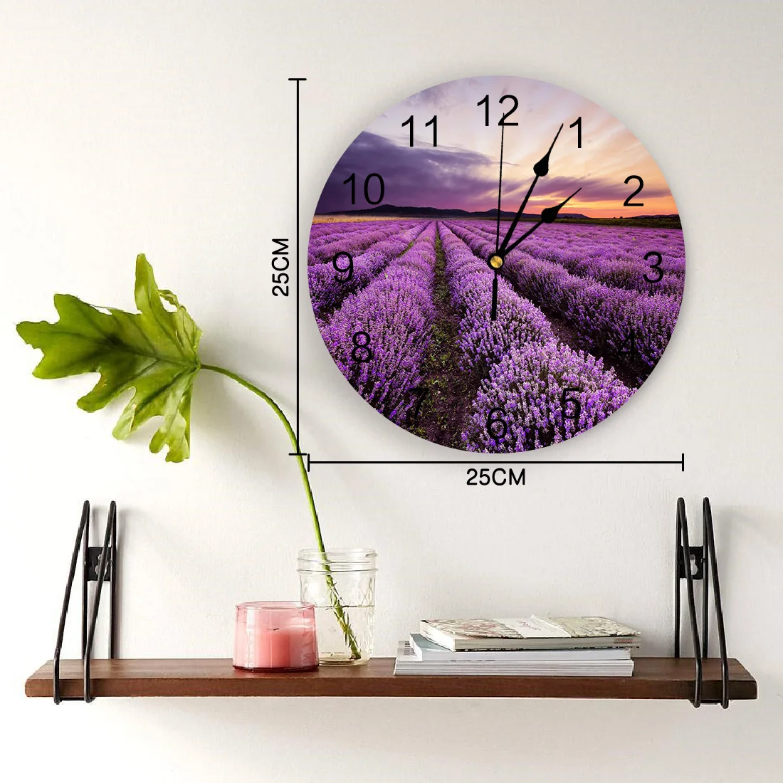 Настенные часы с изображением лаванды заката фиолетового цветка полевые