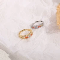 2022 new fashion women elegant french colorful square zircon inlaid adjustable opening ring women sexy party zircon finger ring
