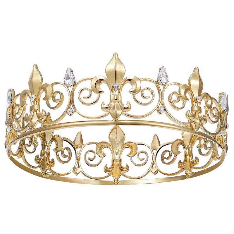 Königlichen König Crown Für Männer-Metall Prince Kronen Und Diademe, Volle Runde Geburtstag Party Hüte, Mittelalterlichen Zubehör