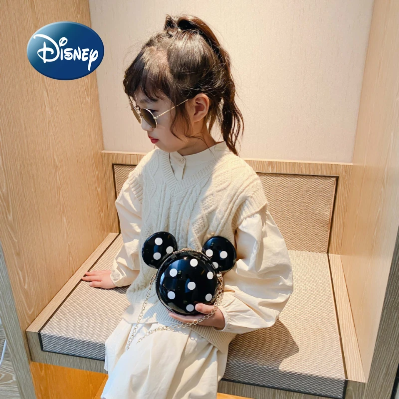 Disney New Cartoon Mickey Girl One Shoulder Messenger Bag High Quality PU Children Oblique Bag Zipper Cute Children's Coin Purse