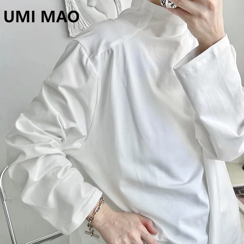 Фото UMI MAO Однотонный осенне-зимний свитшот для мужчин, весенне-осенний, в корейском стиле, новый, с круглым вырезом, свободный топ, стильный и модный. №1