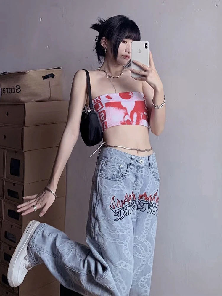 Men's Jeans High Street Embroidered Baggy Jeans Hip Hop Streetwear Men's Pants Y2K Jeans Fashionable Streetwear Brand Men Jeans