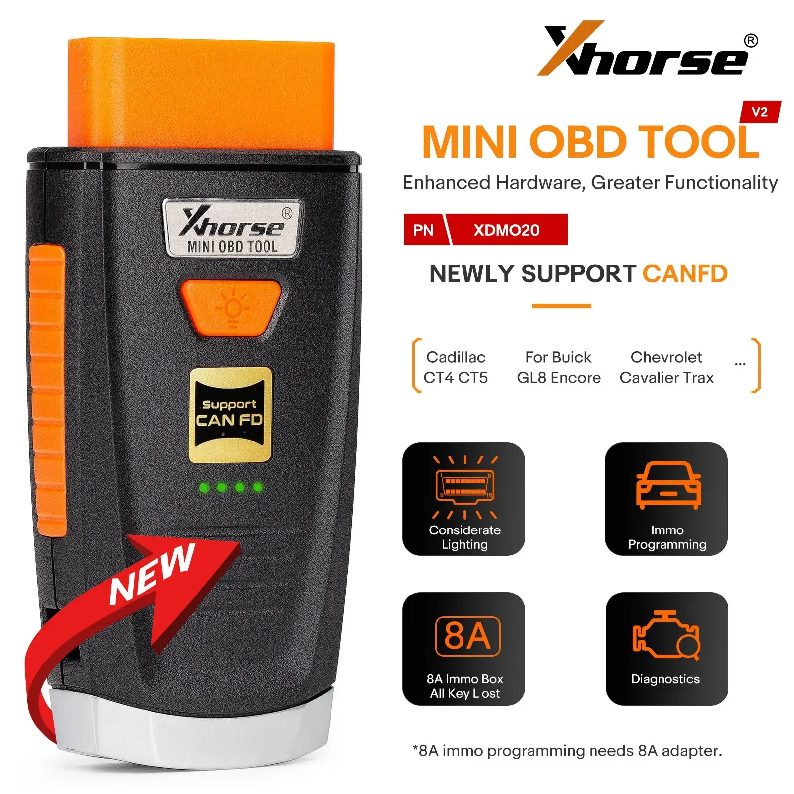 2024 Xhorse XDMO20 VVDI MINI OBD Tool V2 Программатор IMMO Поддержка протокола CANFD/светодиодная