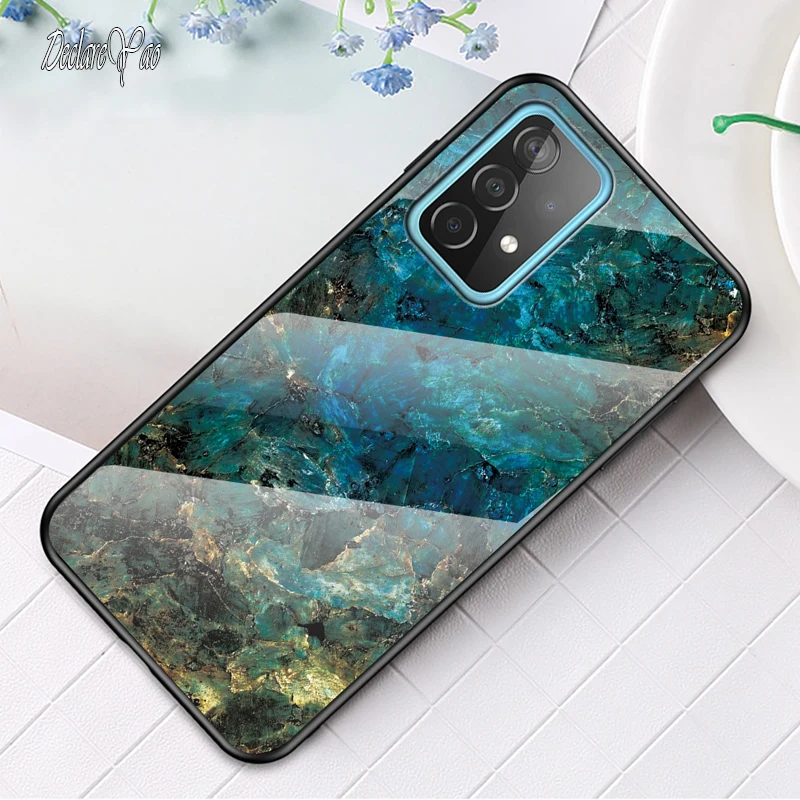 

A82 A72 A52 Case DECLAREYAO Hard Glass Cover For Samsung Galaxy A42 A32 A22 A12 A02S A02 Case Silicone Ultra Slim Tempered Glass