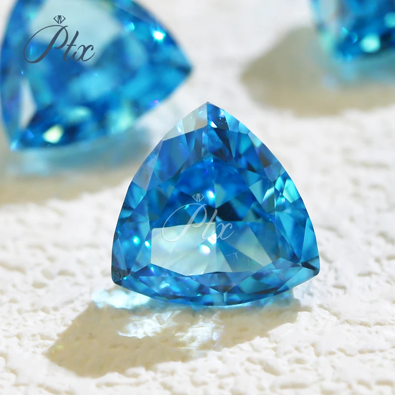 

3 мм-9 мм 5A ручная измельченная ледяная огранка треугольник VVS1 четкость M-Аквамарин цвета Циркон бриллиант обручальные ювелирные изделия