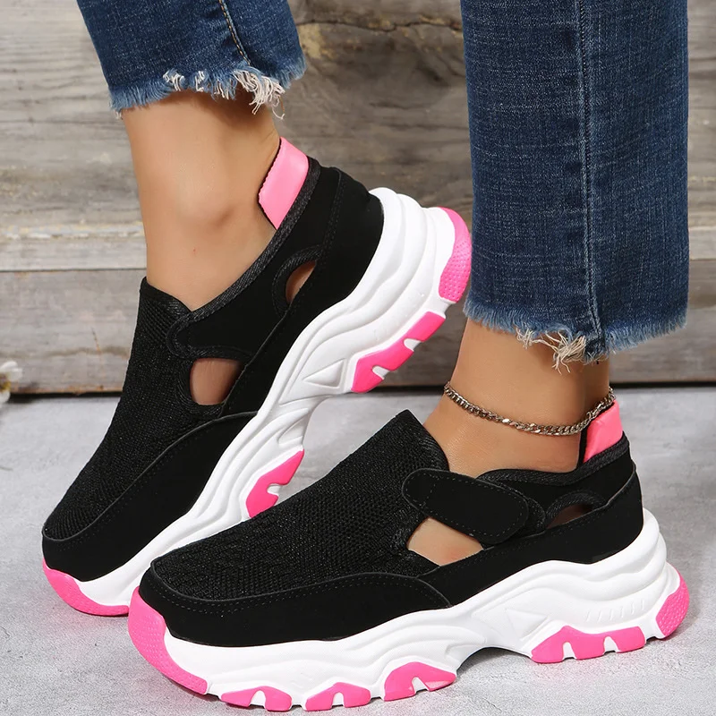 

Women Casual Shoes New Sneakers Woman Platform Sneakers Ladies Mesh Breathable Height Increasing Shoes Ankle Strap Flats
