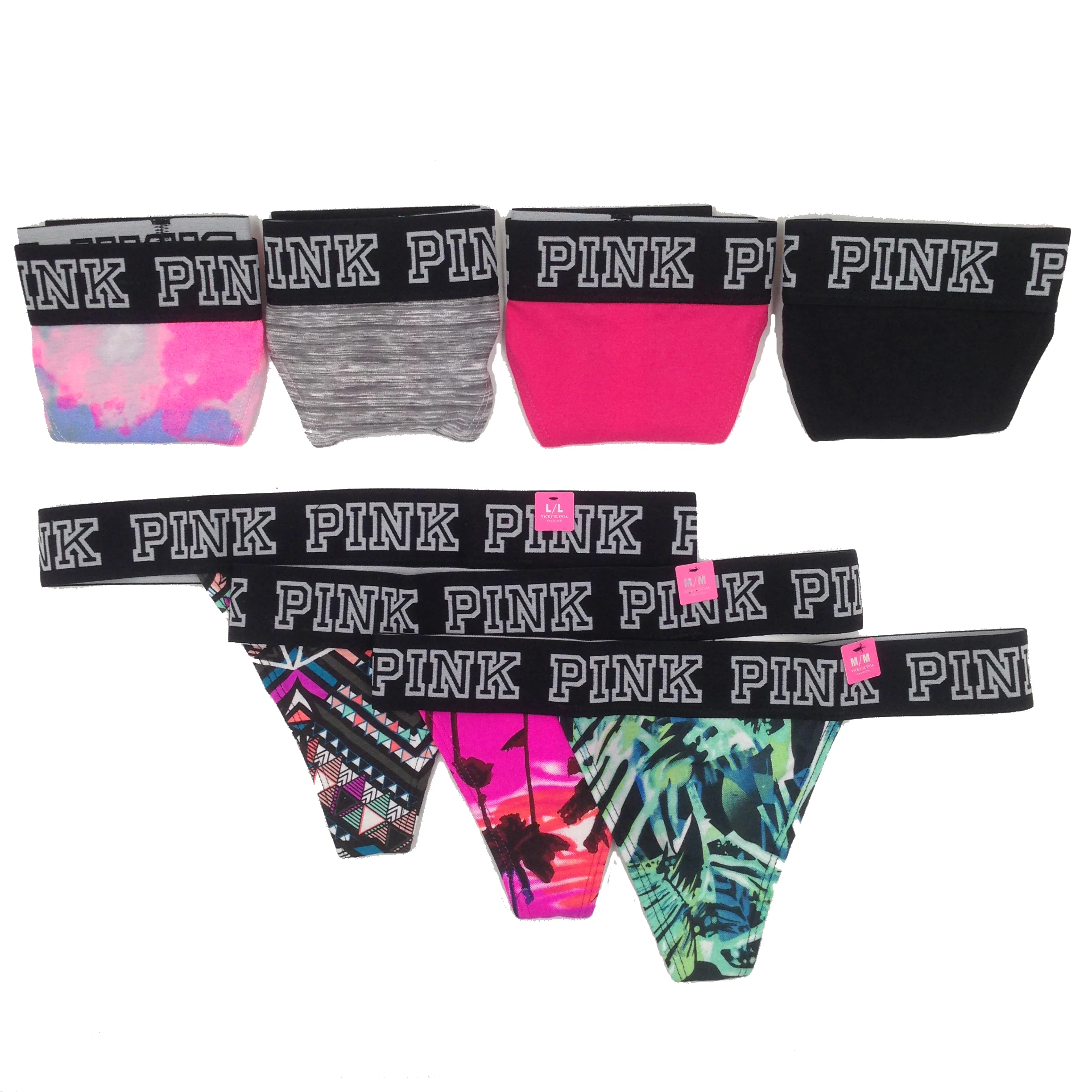 

Women's Underwear Comfort Low Waist Panties PINK Print Thong Ladies Sexy Lingerie Female Briefs