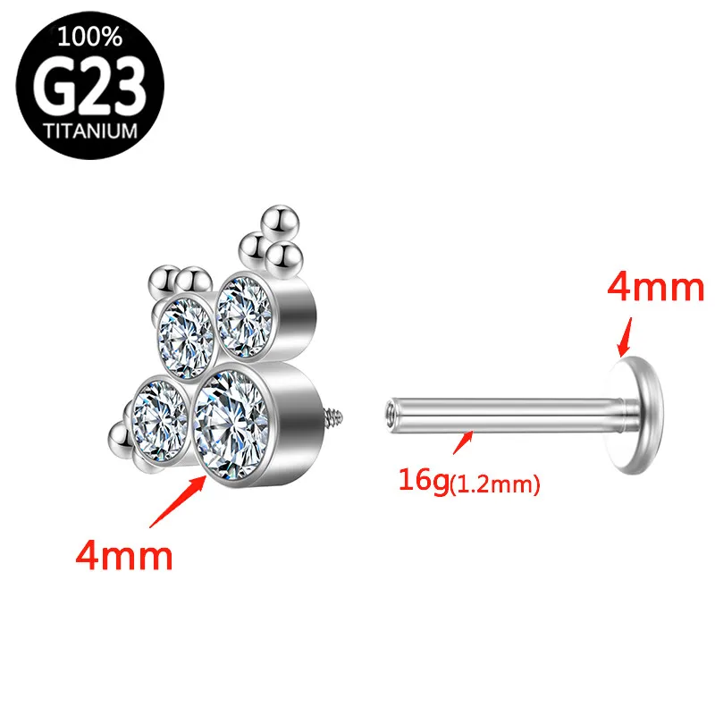Septum G23 Titanium Lip Piercing Stud Cartilage Tragus for Women Accessories Helix Zircon Body Earrings Labret Earrings Jewelry