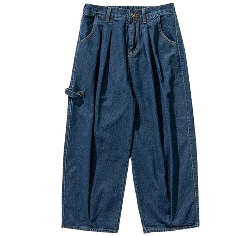 Japanese Spring and Autumn Washed Jeans Men's Straight Casual Pants Loose Wide-Leg Pants Fashionable All-Match Trousers Fashion