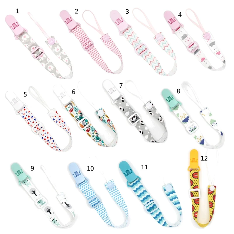 Cartoon Fixed Button Baby Pacifier Clip Chain Ribbon Dummy Soother Holder Chain Anti-drop Buckle Strap Pacifier Baby Feeding