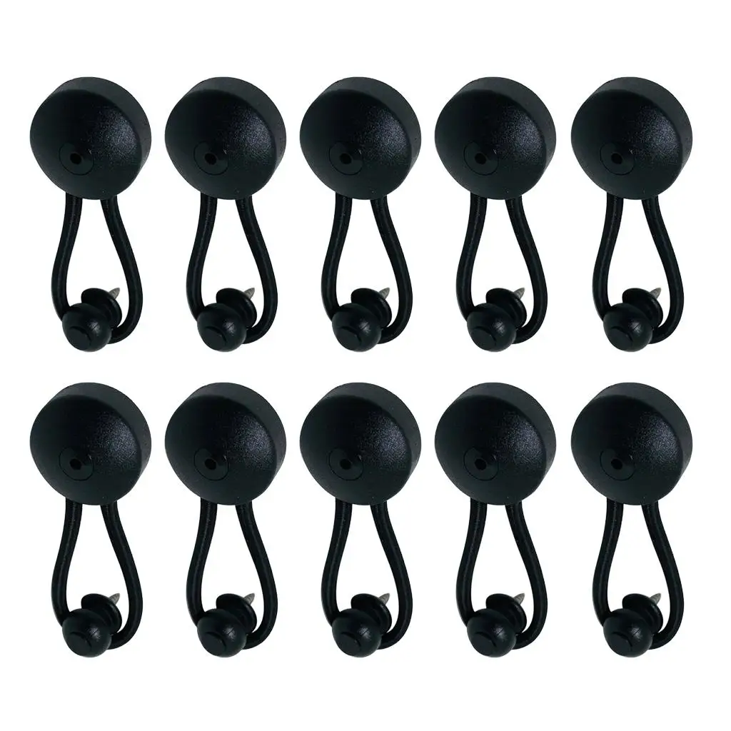 

10pcs / Shock Cord Fasteners Clips Clamp for Canvas, Kayaks & Boats (Black)