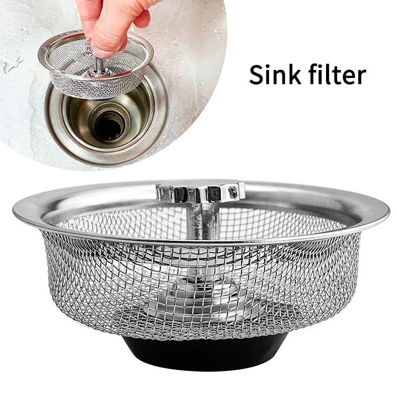 

1PCS Stainless Steel Mesh Bathroom Basin Sink Drain Stopper Filter Basket Kitchen Waste Sink Strainer Disposer Plug Clean Tool