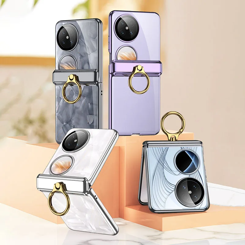 Роскошный прозрачный чехол с магнитной петлей для Huawei Pocket 2 Pocket2 стеклянный