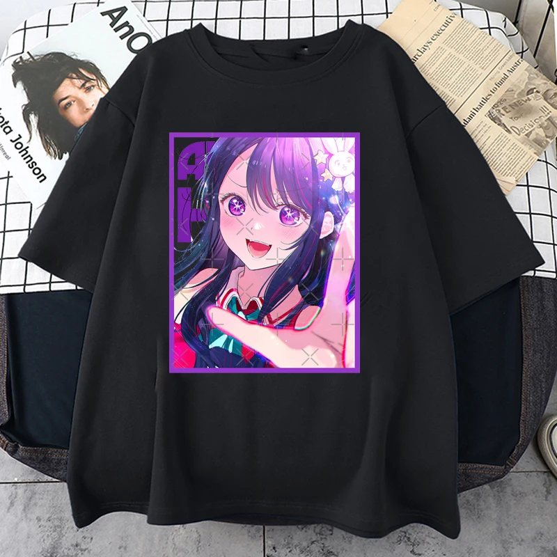 

Kawaii Cartoon Women T Shirt Oshi No Ko Anime Ai Hoshino Print Short Sleeve T-shirt Female Harajuku 2023 Summer Y2k Clothes Top