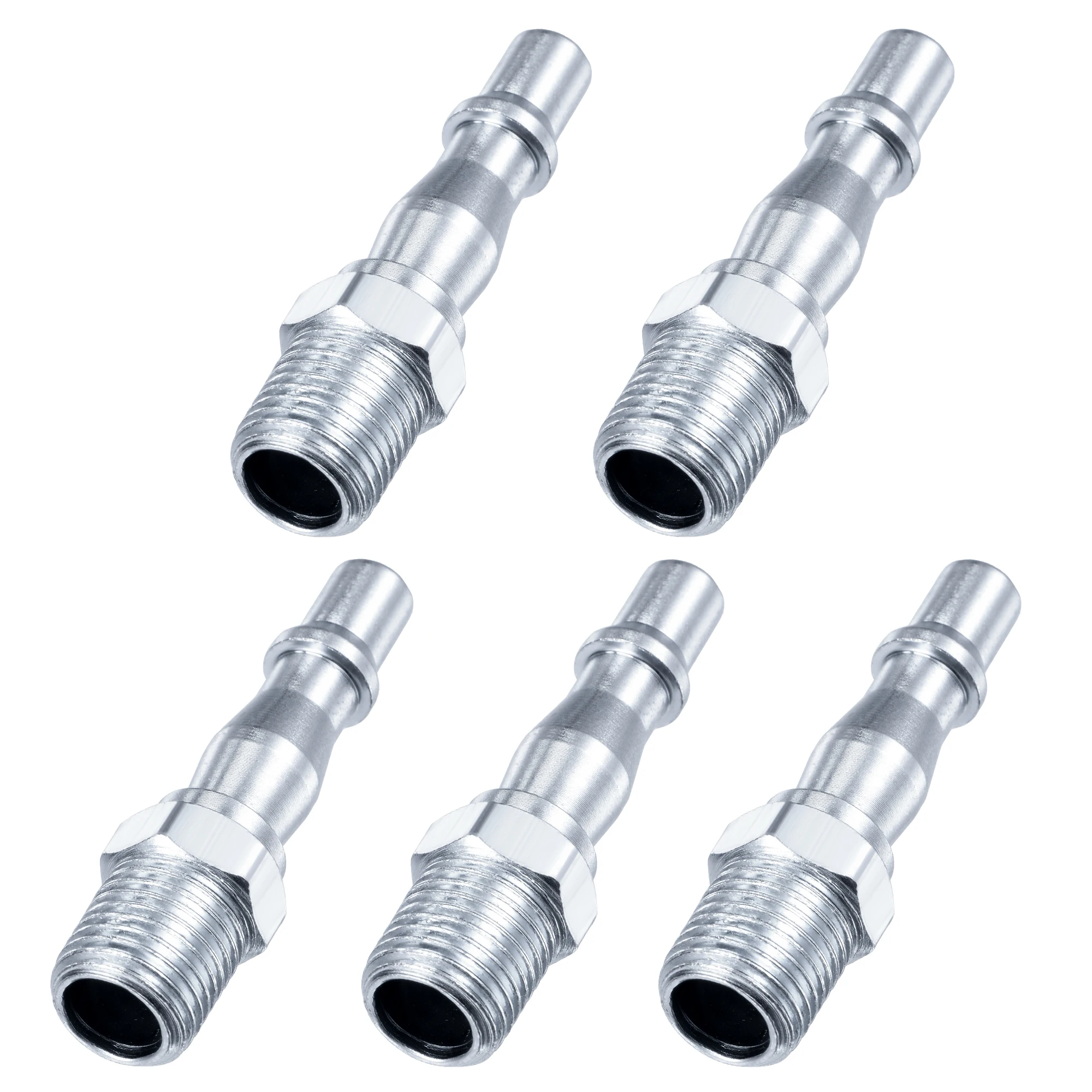 

Быстроразъемный воздушный штуцер Uxcell, Соединительный штуцер с наружной резьбой 1/4NPT, никелированный Железный 5 шт.