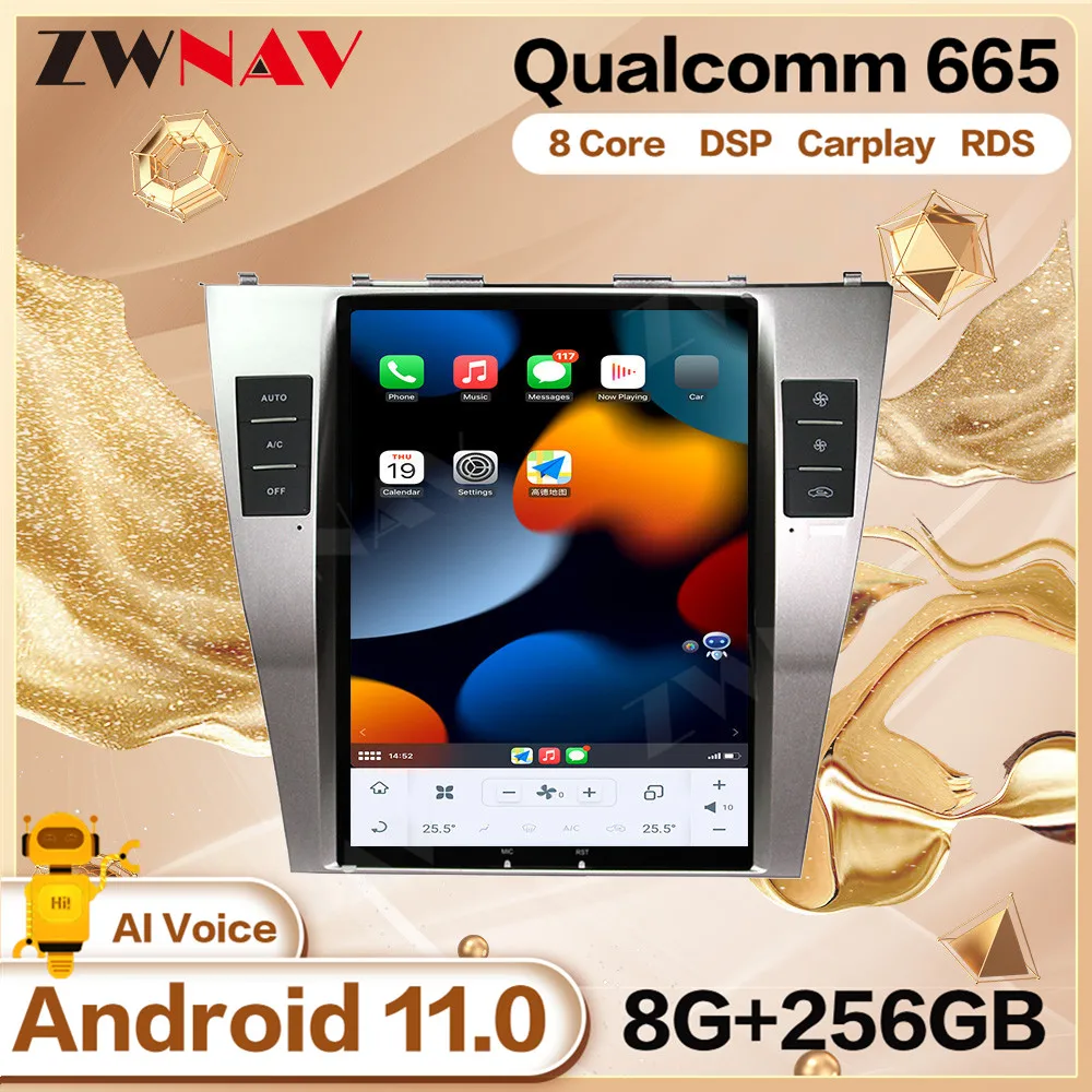 

Автомобильный мультимедийный плеер Qualcomm Tesla Screen Android 11 для Toyota Camry 2007 2008 2009 2010 2011 GPS аудио Радио стерео