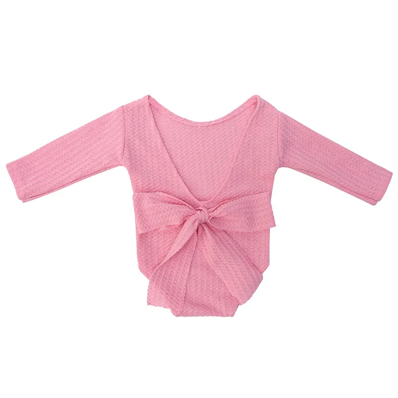 

Neonatal Photography Clothing Pullover Without Hood Thin Long Sleeved Jumpsuit Nursling Backless Bow Trigonometry Romper