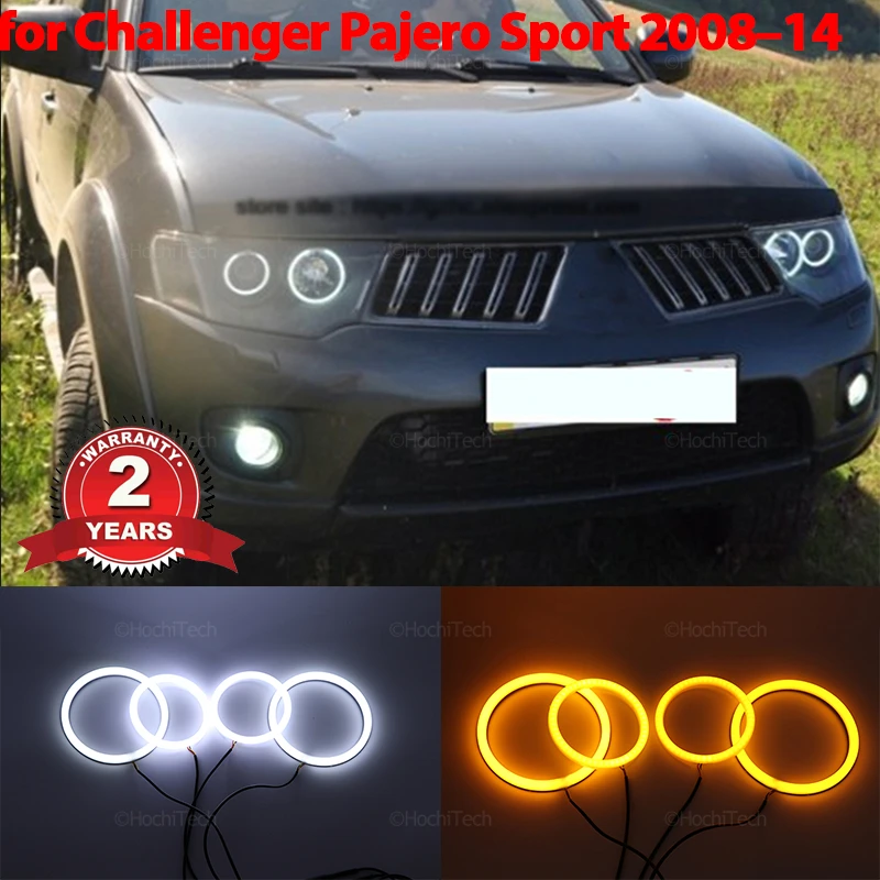 

Turn Signal Switchback White Yellow Halo Ring Angel Eyes Cotton LED Light Rings for Mitsubishi Challenger Pajero Sport 2008-2014