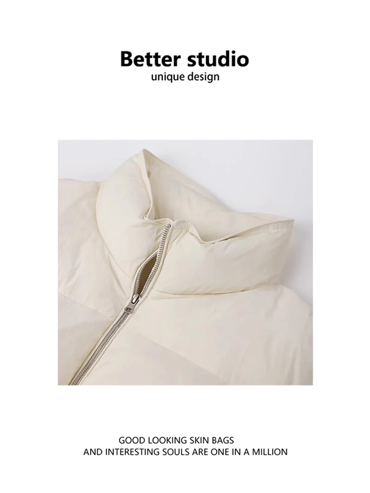 Короткий пуховик верхняя одежда женская зима 2024 новинка 90 белое пальто на утином