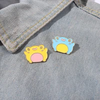 cute frog enamel brooch cartoon animal kids backpack bag badge denim jacket clothes pinkawaii kids gift wholesale