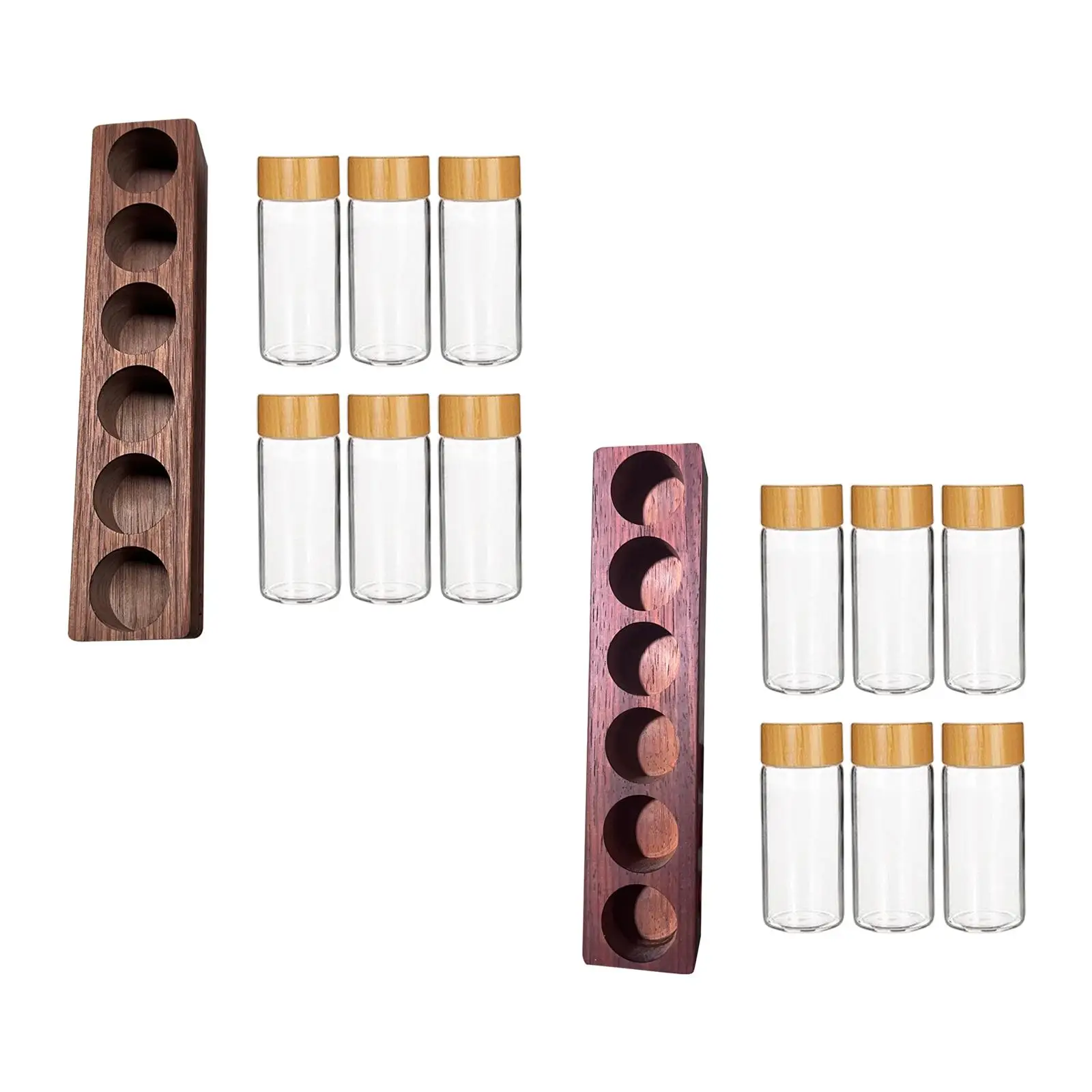 

Coffee Beans Jar with Shelf Container Wooden Holder for Counter Top Sweets