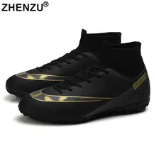 ZHENZU Size 34-47 High Ankle Soccer Shoes AG/TF Football Boots Kids Boys Ultralight Soccer Cleats Sneakers  botas de futbol