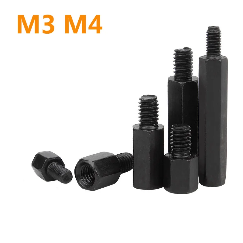 

5-50PCS M3 M4 Hex Black Carbon Steel Male Female Standoff Stud Board Pillar Hexagon Threaded PC Computer PCB Motherboard Spacer