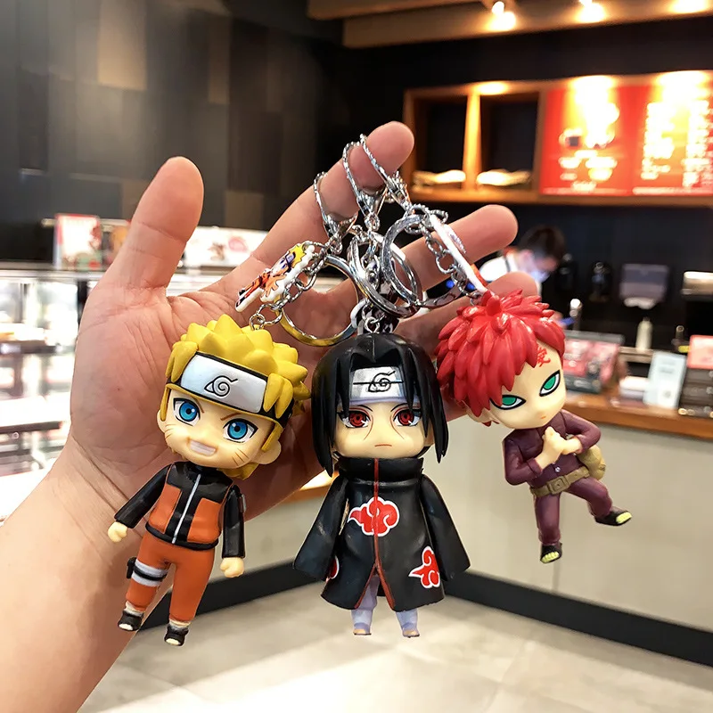 

Naruto Anime Figures Naruto Sasuke Kakashi Itachi Jiraiya PVC Keychain Bag Keyring Charm Accessories Kids Toys Birthday Gifts