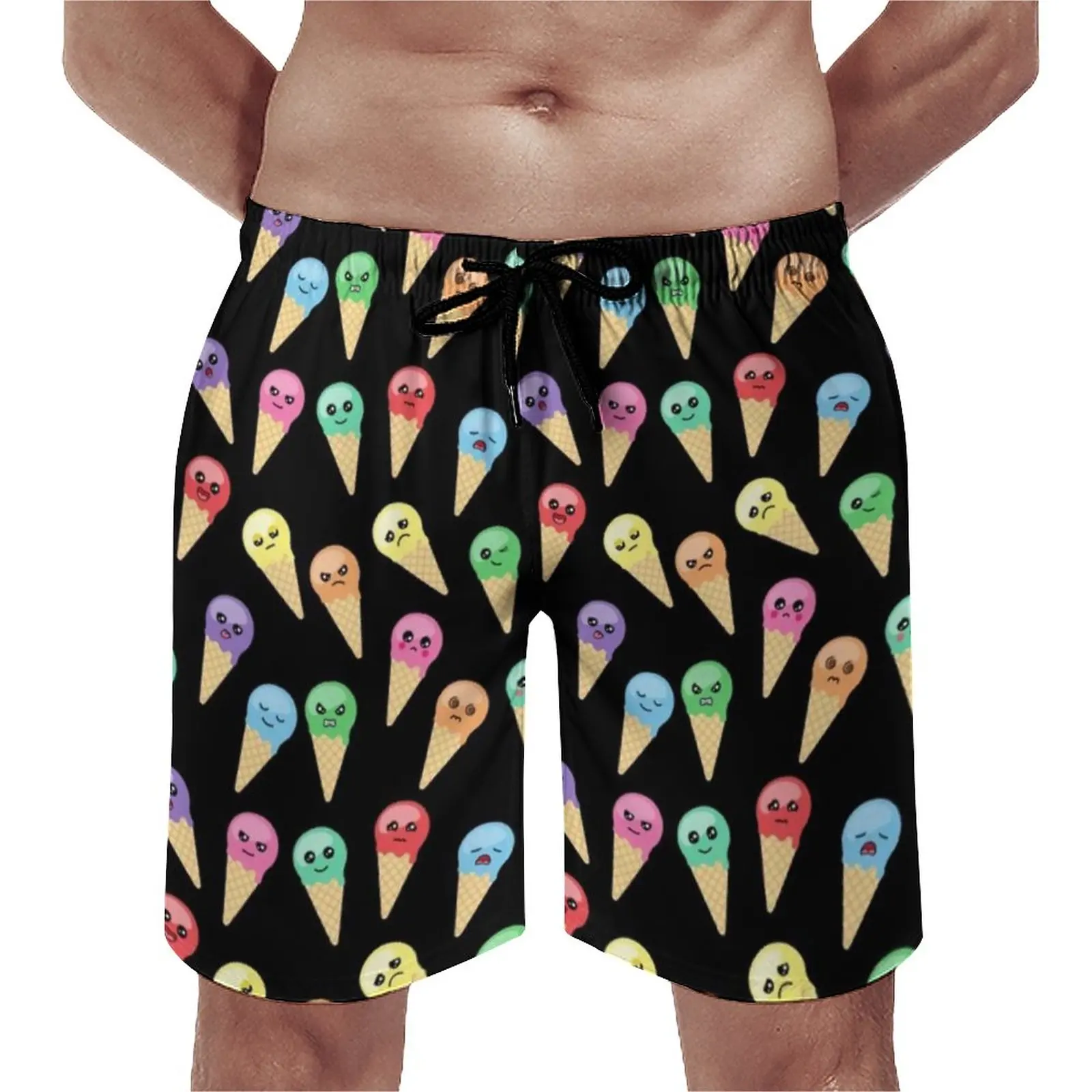 

Emoji Ice Cream Board Shorts Funny Avocado Food Board Short Pants Elastic Waist Comfortable Custom Swimming Trunks Big Size