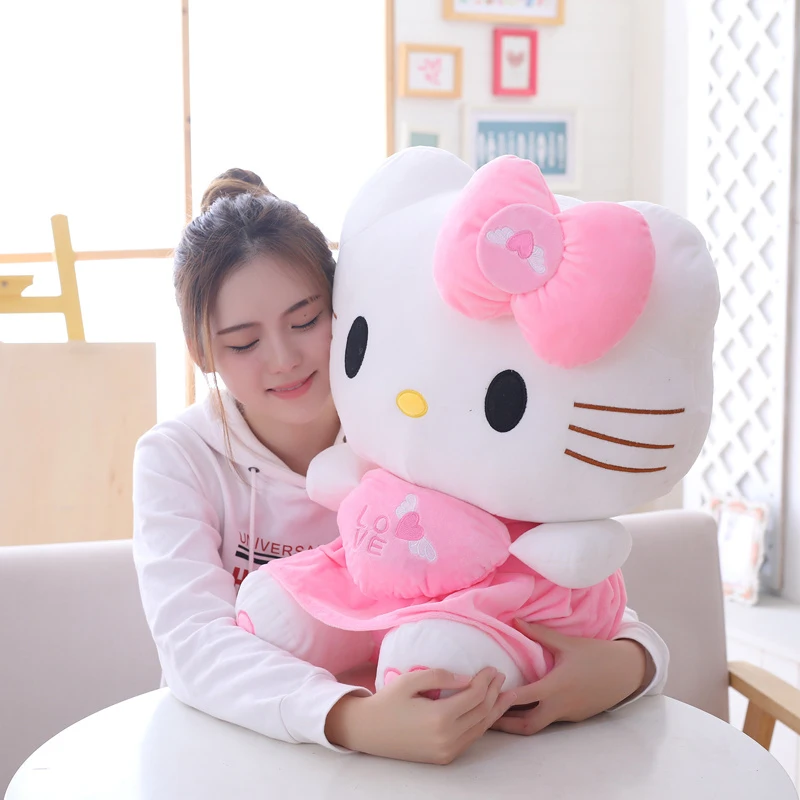 

Плюшевые игрушки Hello Kitty, набивная кукла, подушка, украшение для комнаты, дивана, мультяшное животное, кавайная кошка, изысканный Рождественс...