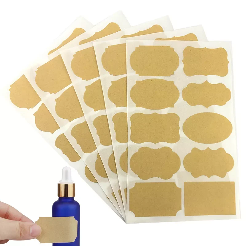 

20/40/60 Pcs Fancy Kraft Paper Labels Sticker Essential Oil Perfume Essence Lotion Cosmetic Cream Bottle Kraft Label Stickers