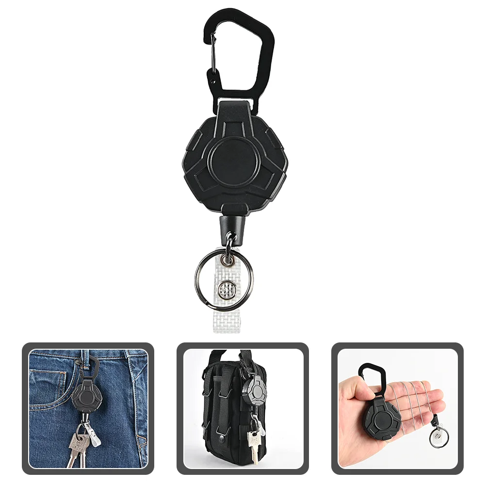 

Retractable Keychain Buckle Heavy Duty Carabiner Outdoor Stretchable Stainless Steel Flexible Climbing Keys Holders Ring