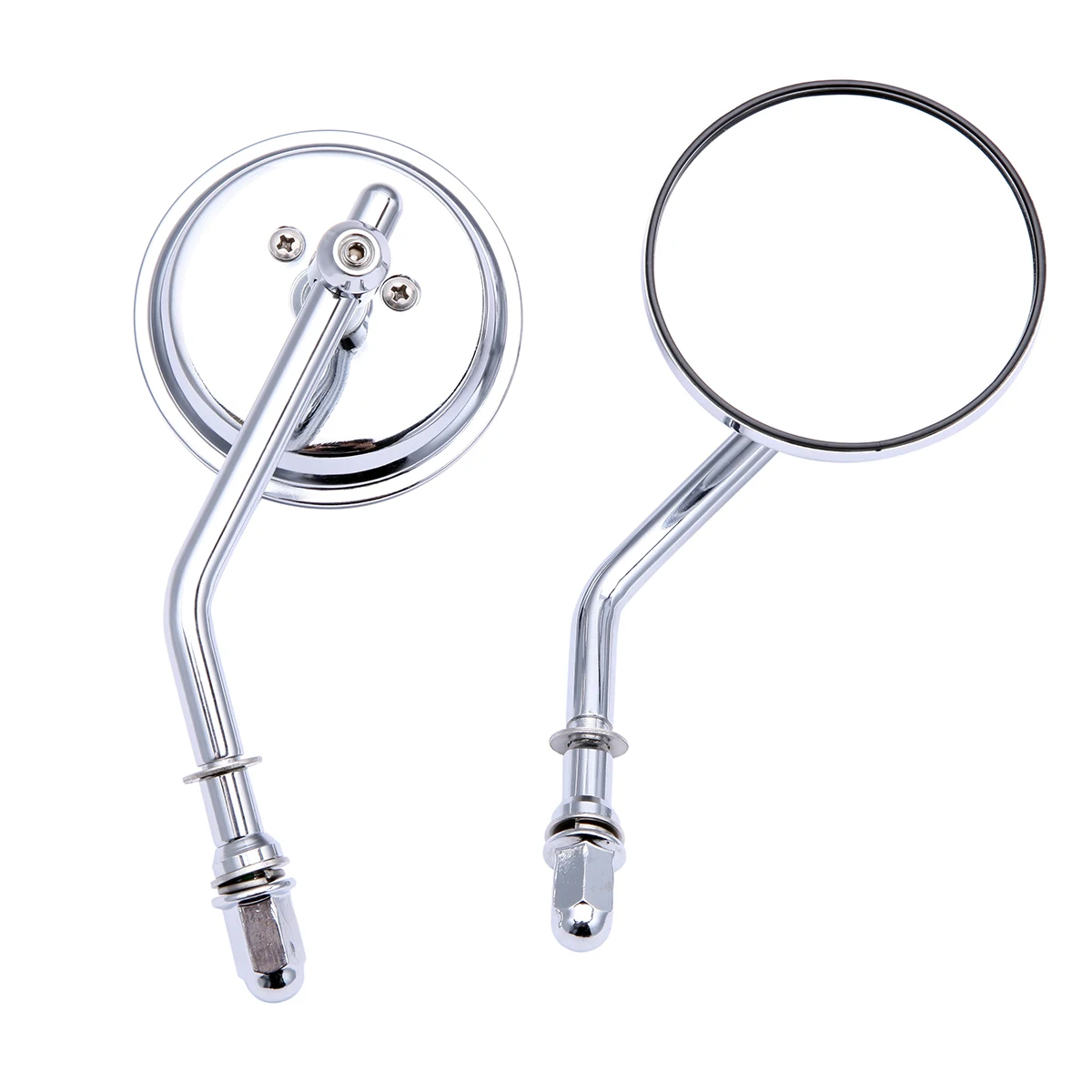 Черное/хромированное мотоциклетное зеркало с коротким стержнем 8 мм 3 дюйма