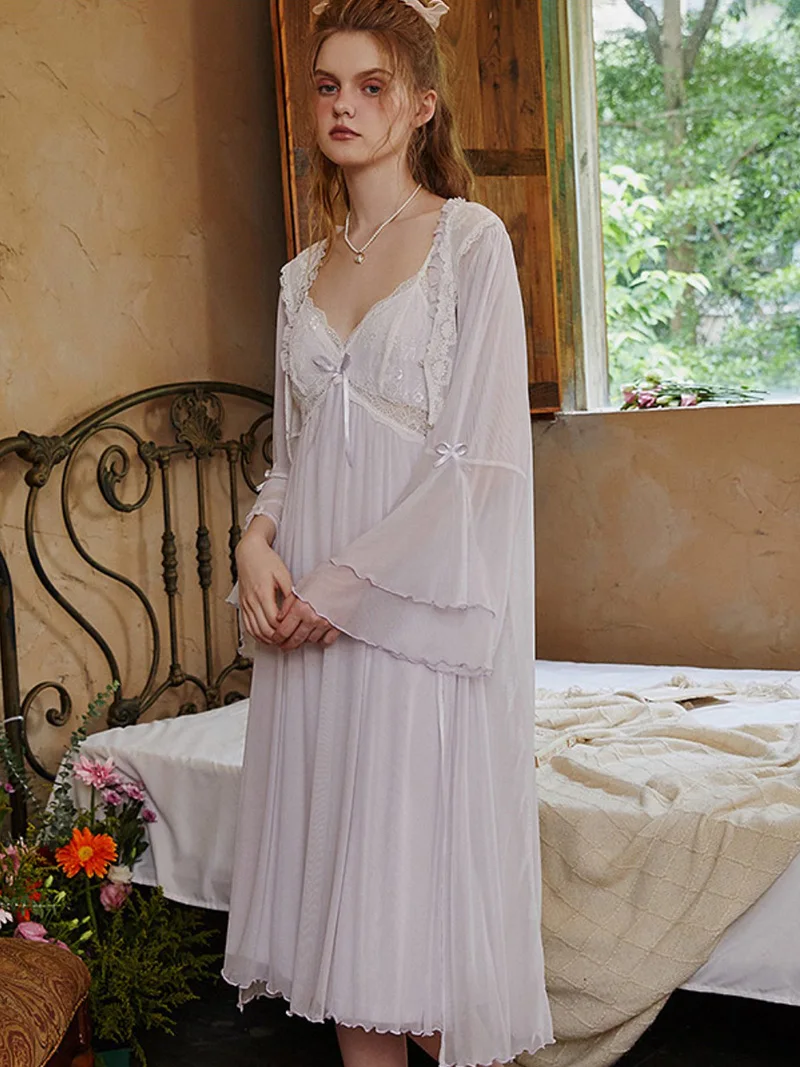 Женская свободная винтажная Пижама принцессы в викторианском стиле из модала и