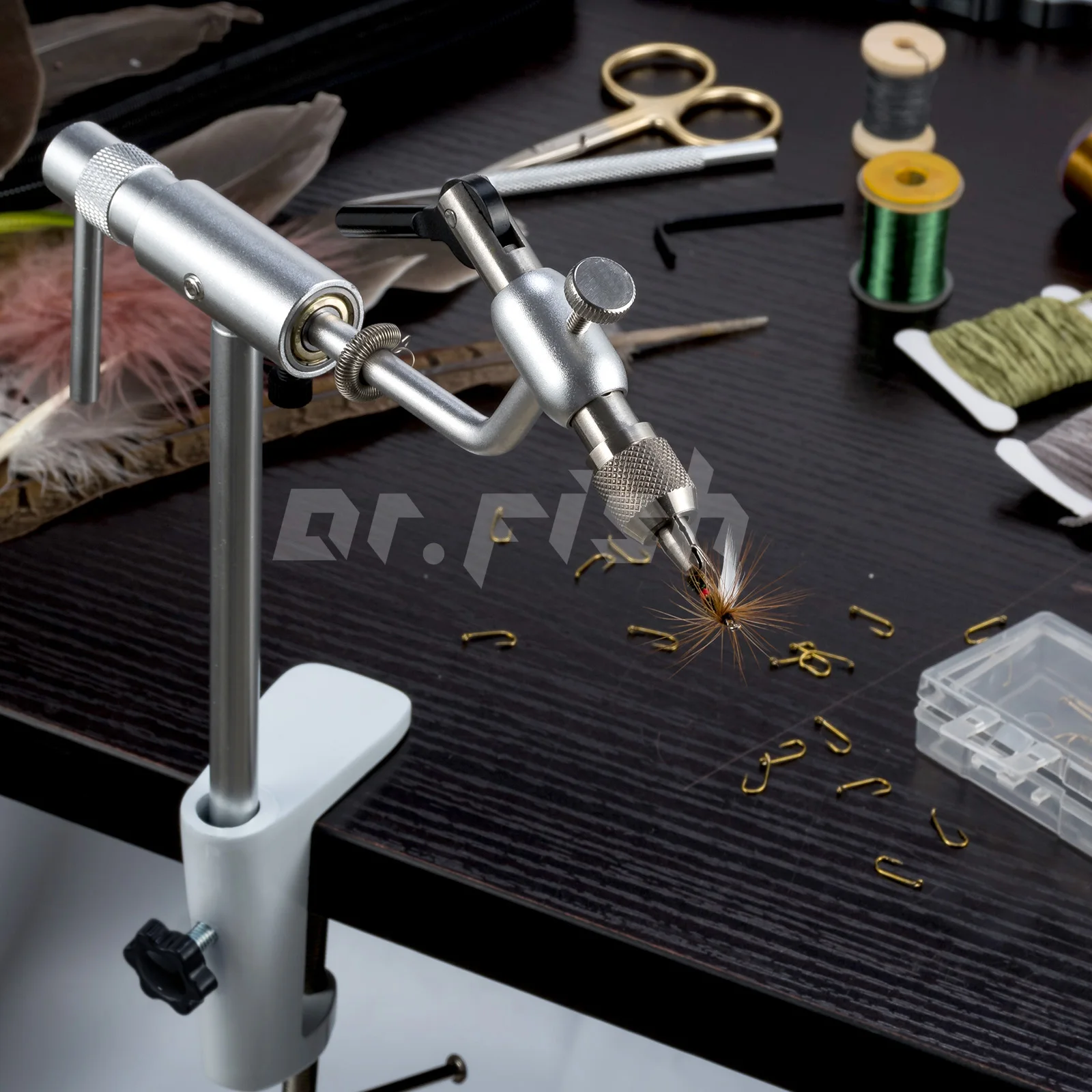 Fly Tying Vise 360 Degree Rotary Stainless Steel Aluminum Alloy Fishing Flies Tieing Tools C-Clamp Mount Standard Jaws