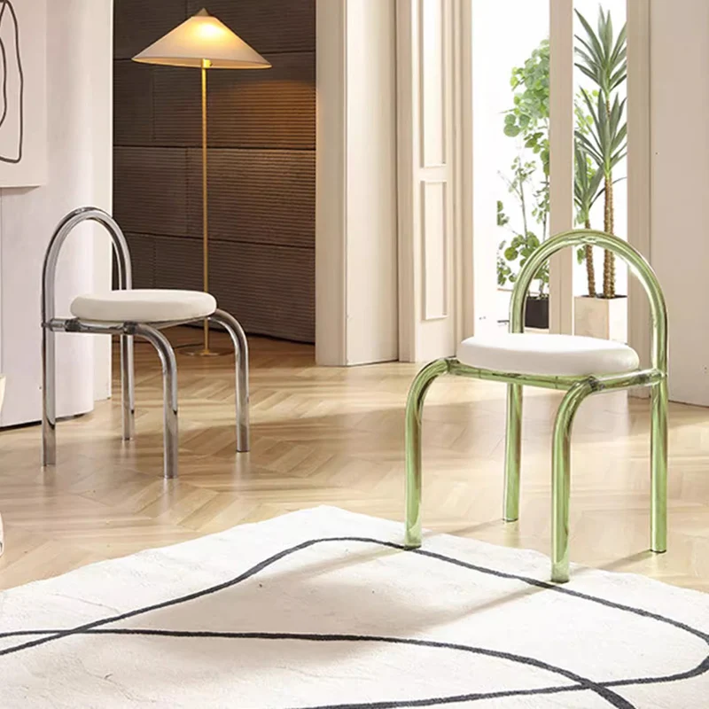 

designer Crystal Makeup Chair nordic Acrylic ultralight transparent chairs minimalist cute silla plegable interior decorations