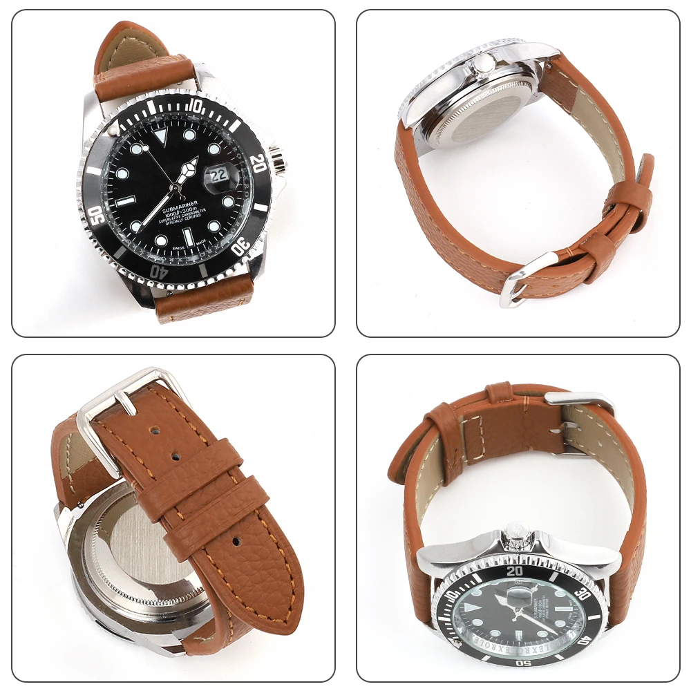 Кожаный ремешок с узором личи 16 мм 18 19 20 22 быстросъемный для часов женщин и мужчин