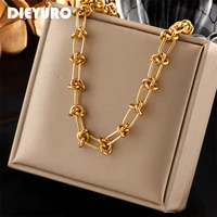 dieyuro 316l stainless steel vintage gold color necklace for women high quality rust proof link chain fashion girls party gift