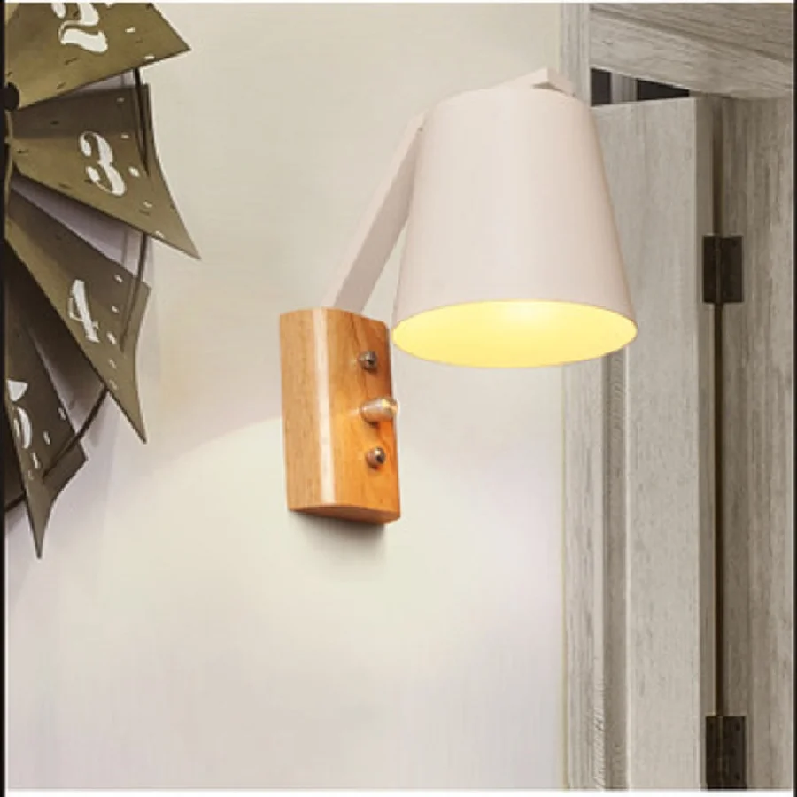 LukLoy Modern Bedside Wall Lamp Simple Creative Solid Wood LED Wall Light Wooden Bedroom Living Room Aisle Corridor Hotel Sconce