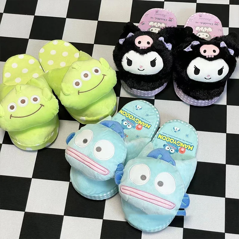 

Kawaii Sanrio Plush Slippers Cinnamoroll My Melody Kuromi Student Cartoon Anime Cute Warm Comfortable Anti-Slip Toys Girls