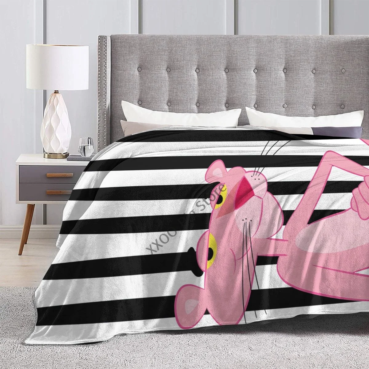 

A Cartoon Pink Panther Throw Blanket Fuzzy Warm Throws for Winter Bedding 3D Printing Soft Micro Fleece Blanket