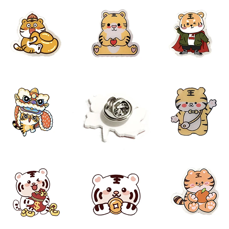

Cartoon Cute Tiger Pattern Lapel Pins Epoxy Resin Badges Brooches Jewelry Handmade Accessories Hot Sale Gifts Wholesale FLH345