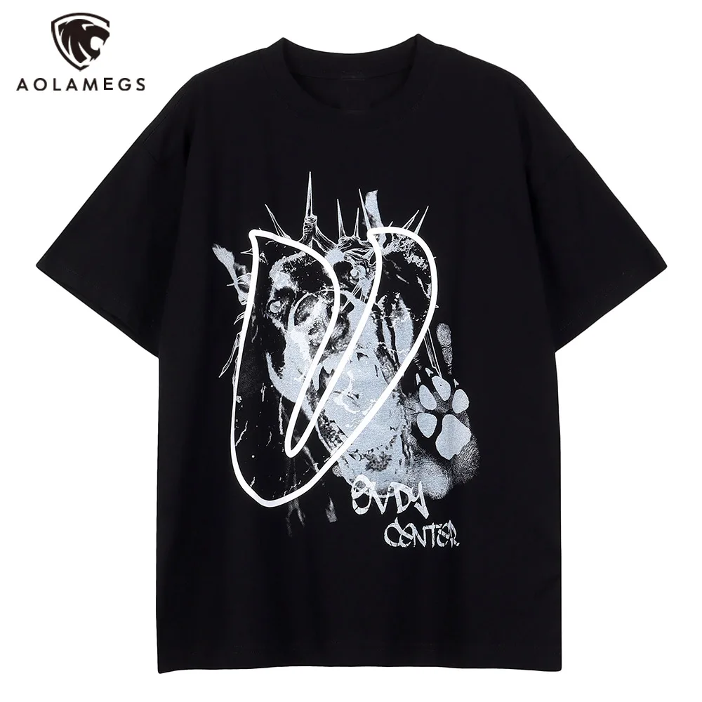 

Уличная Мужская футболка Y2K с абстрактным буквенным принтом животных, футболка оверсайз с готика, Харадзюку, топы, футболки с коротким рукав...