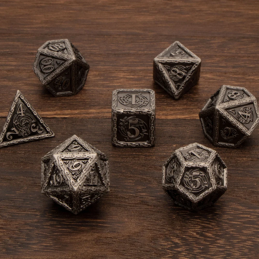 Металлическая фотокопия подземелья и дракона D &amp d + игральные кости Dnd D20 D12 D10 % D8 D6