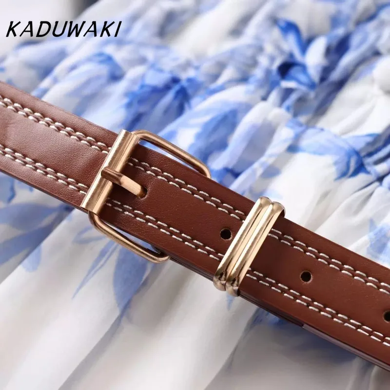 KADUWAKI классическое платье с v-образным вырезом и длинными рукавами принтом