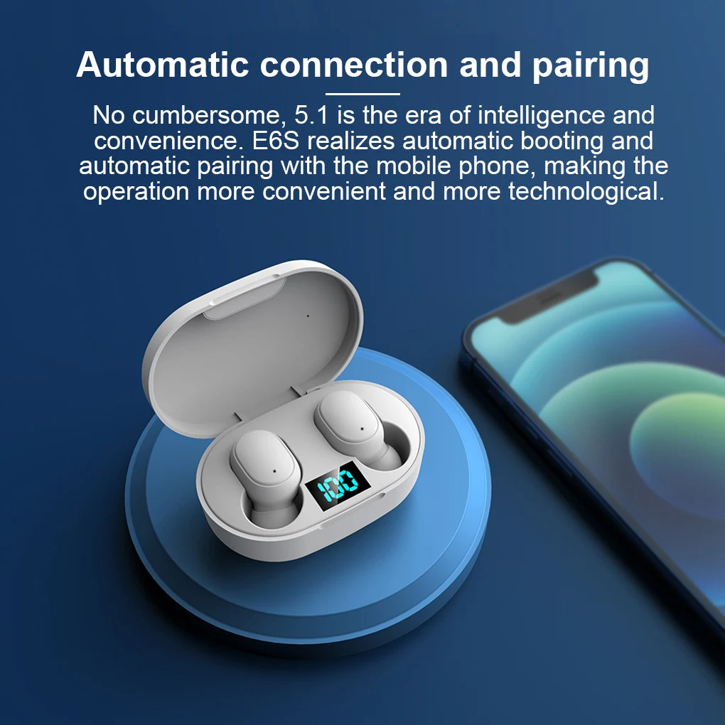 TWS E6S Bluetooth Earphones Wireless Earbuds For Xiaomi Redmi Noise Cancelling Headsets With Microphone Handsfree A6S Headphones images - 6